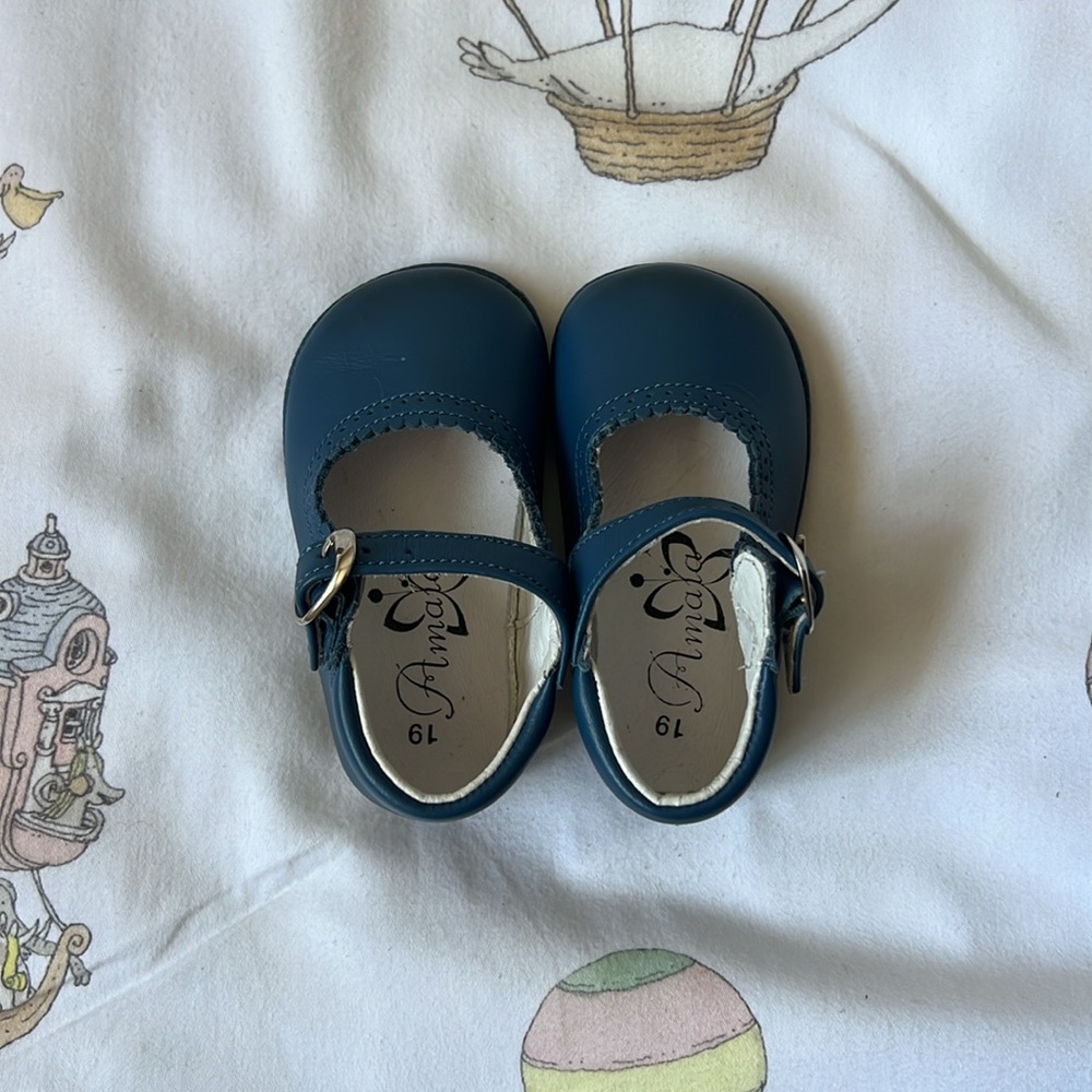 Amaia blue leather Mary-Jane shoes, size 19 (US 3, often 6-9m)